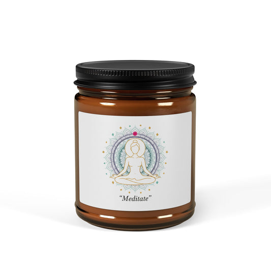 Meditation Soy Candle — Amber Jar Scented Candle for Relaxation & Mindfulness
