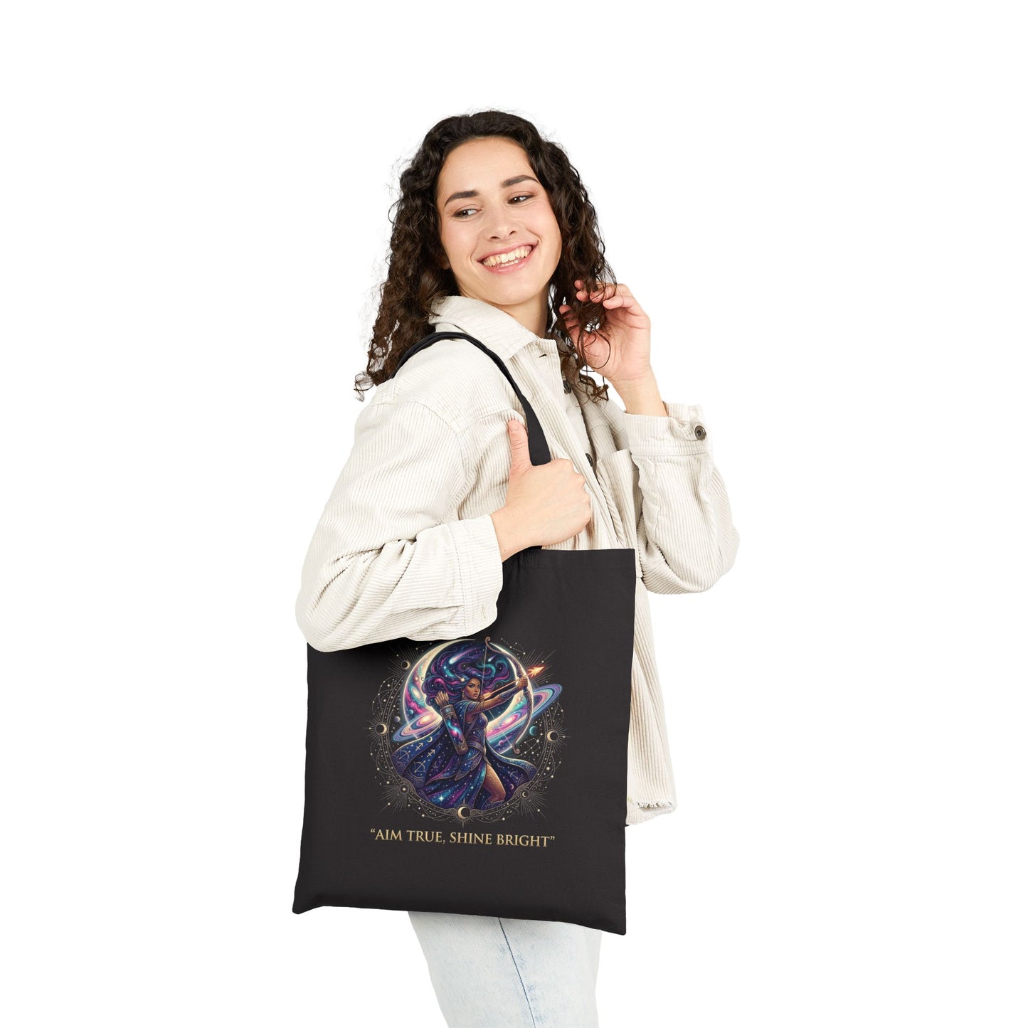 Canvas Tote Bag — 'Aim True, Shine Bright' -Sagittarius