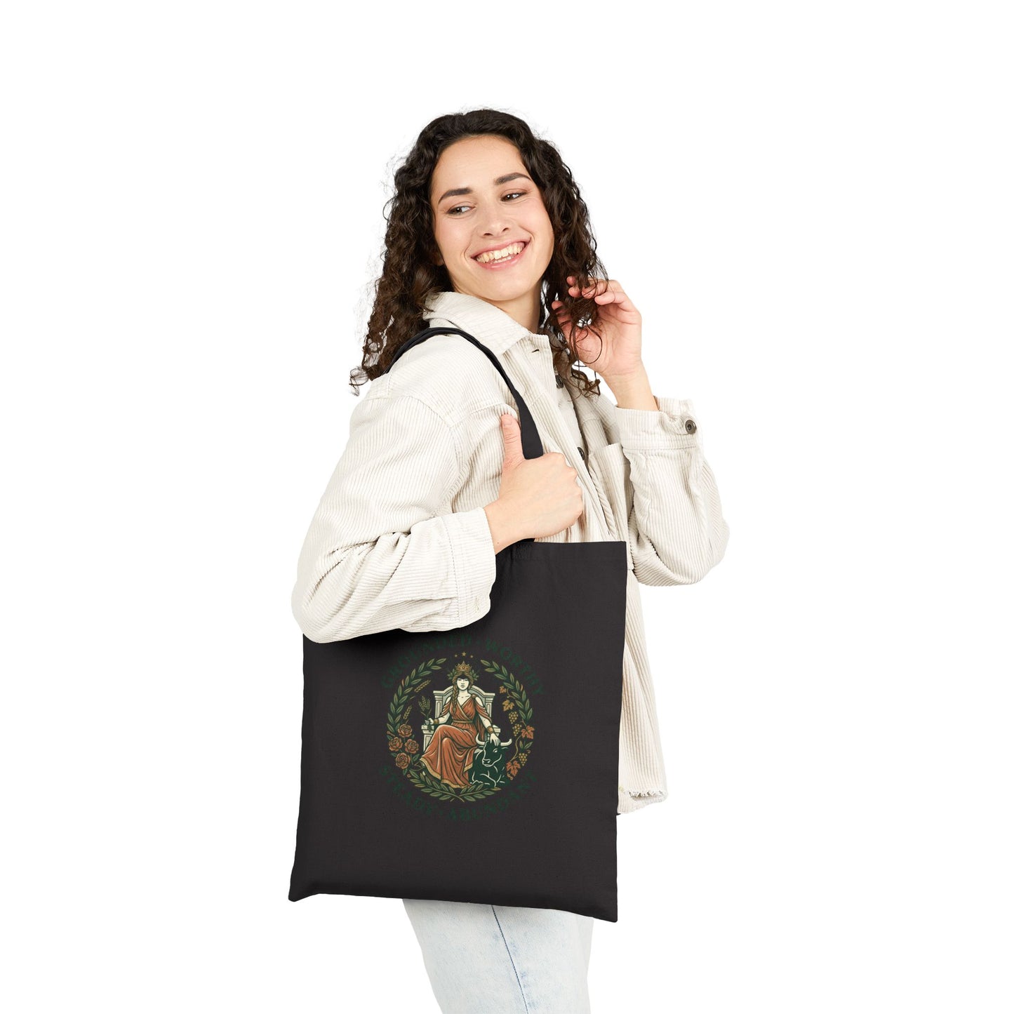 Canvas Tote Bag — 'Grounded • Worthy • Steady • Abundant'- Taurus