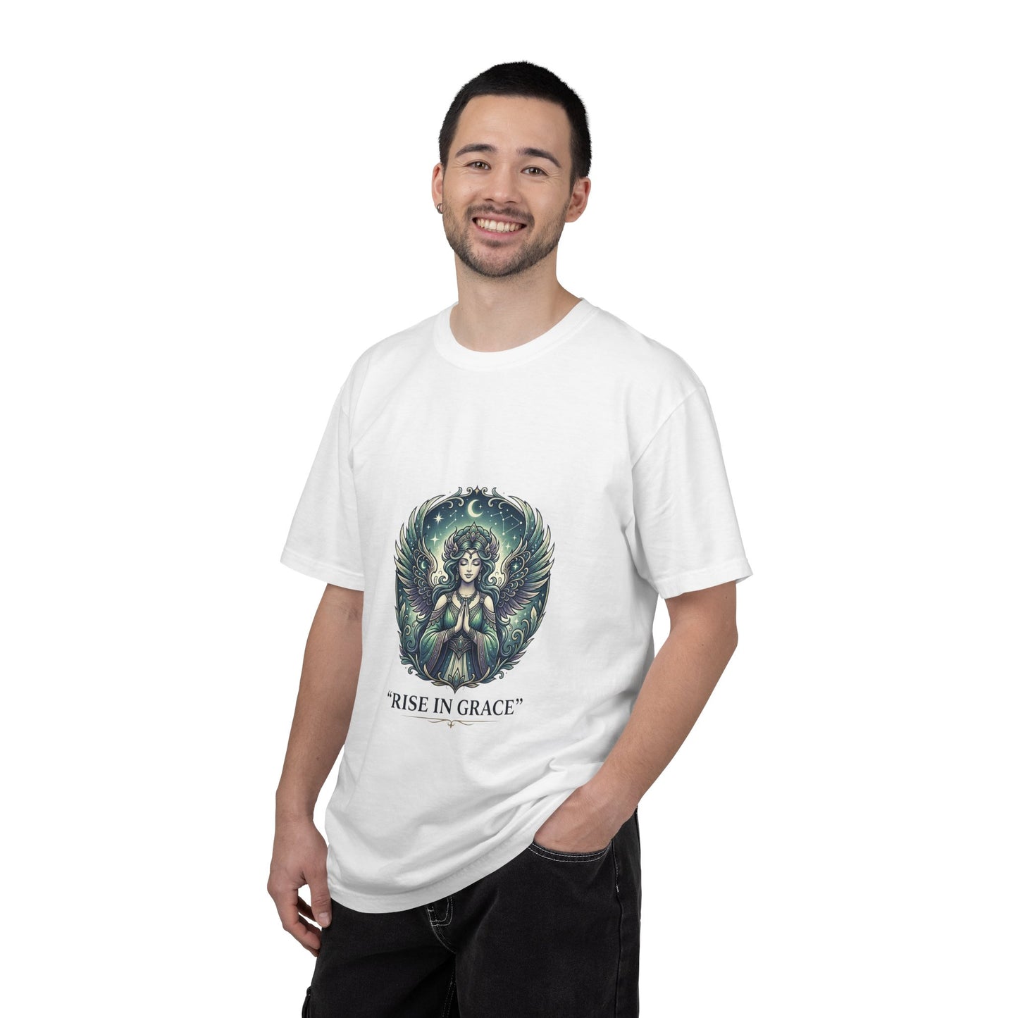 Angel Art T-Shirt — "Rise in Grace" Spiritual Graphic Tee