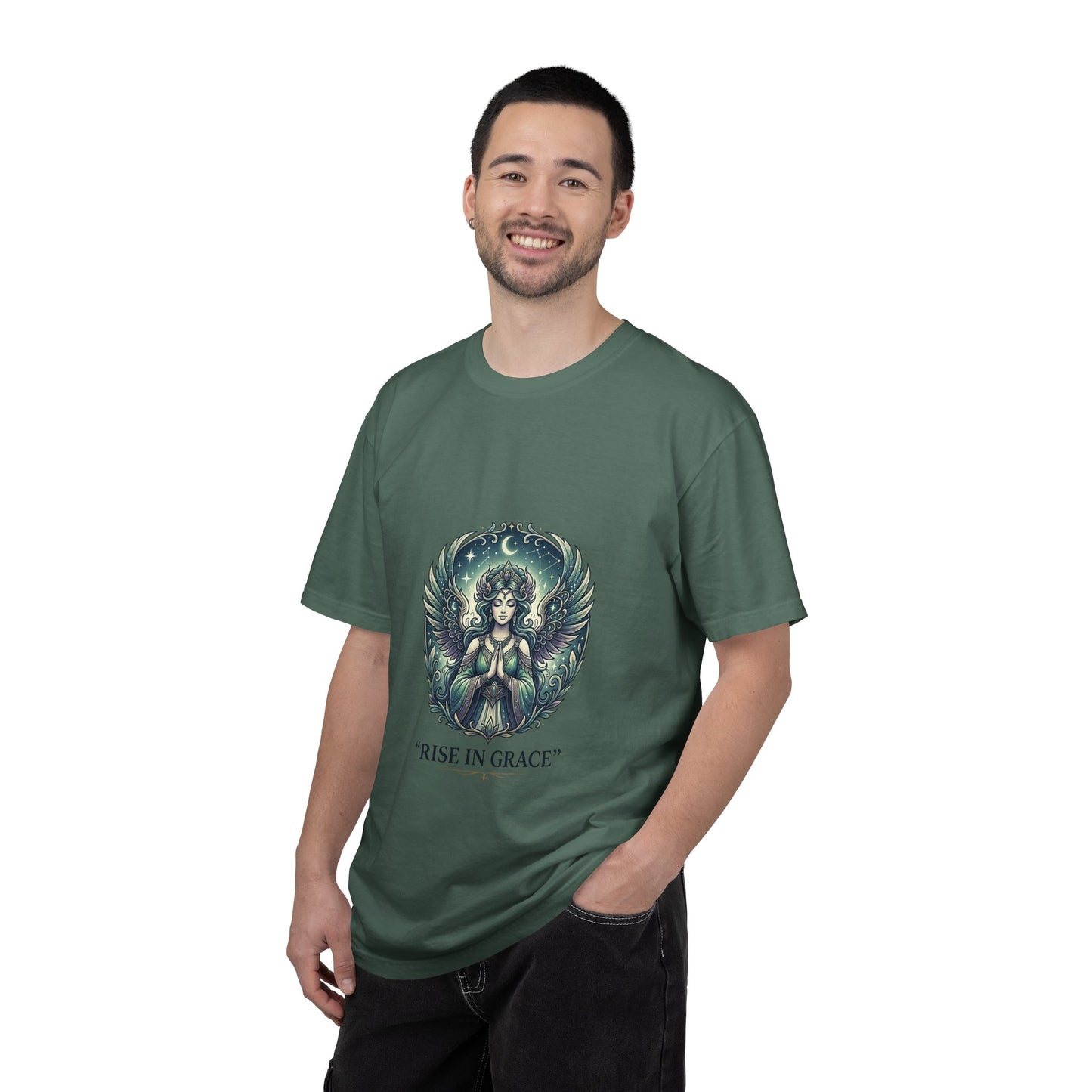 Angel Art T-Shirt — "Rise in Grace" Spiritual Graphic Tee