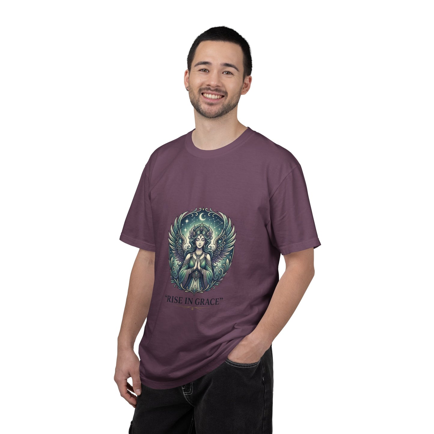 Angel Art T-Shirt — "Rise in Grace" Spiritual Graphic Tee