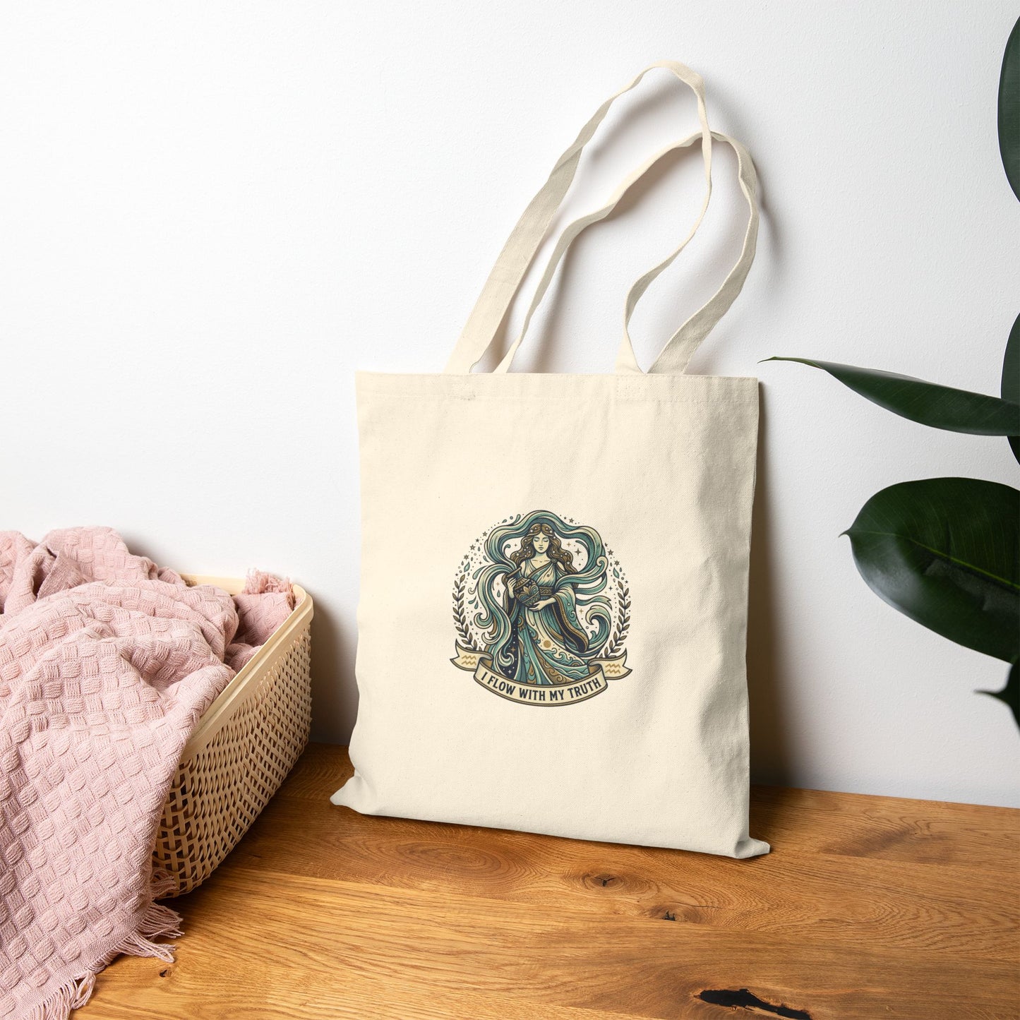 Cotton Tote Bag — "Listen with My Heart" -Aquarius