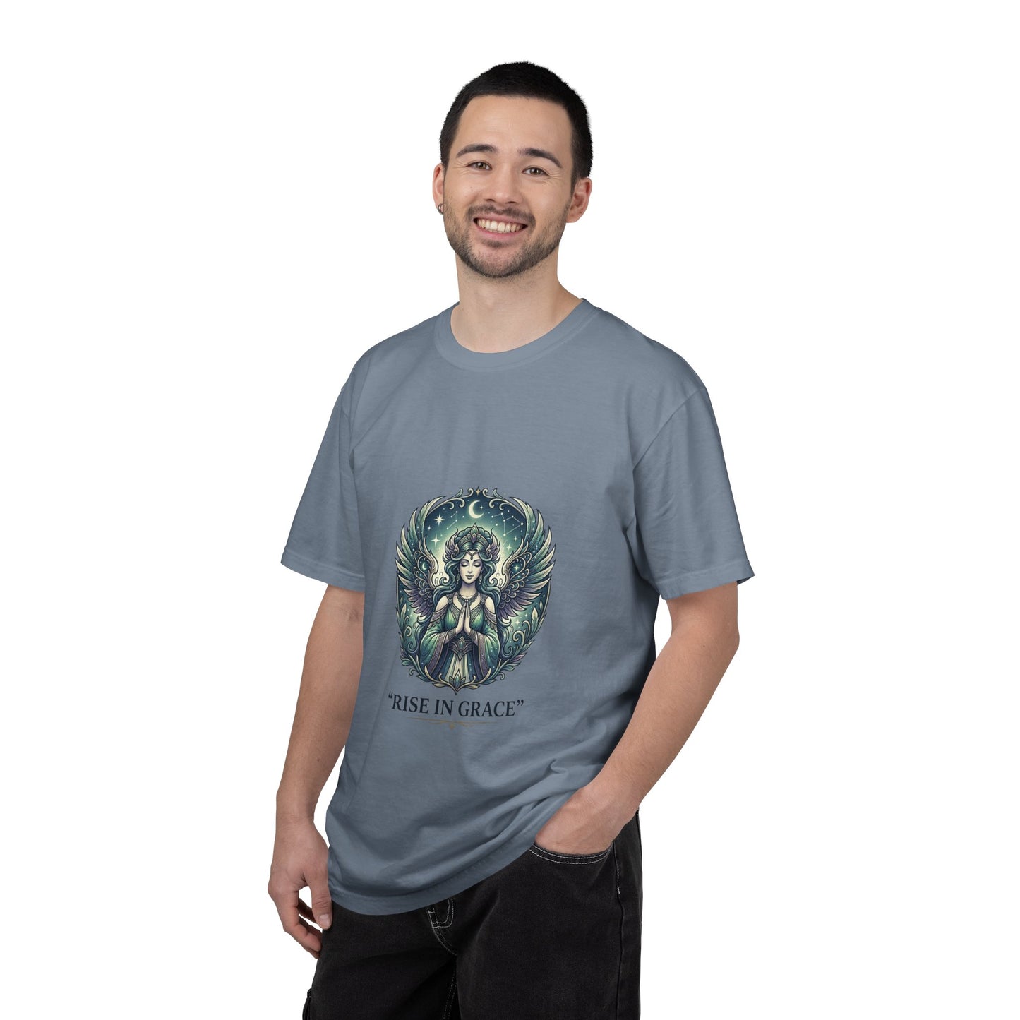 Angel Art T-Shirt — "Rise in Grace" Spiritual Graphic Tee