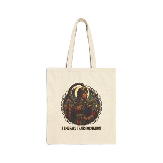 Canvas Tote Bag — "I Embrace Transformation" -Scorpio