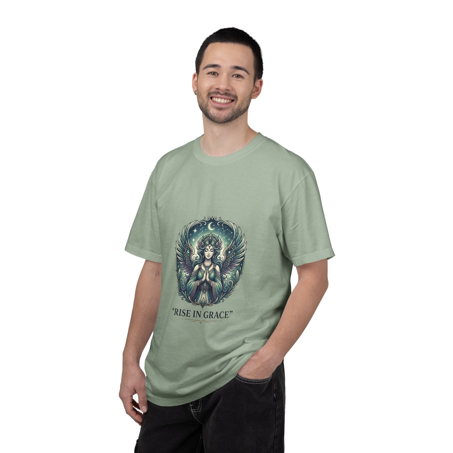 Angel Art T-Shirt — "Rise in Grace" Spiritual Graphic Tee