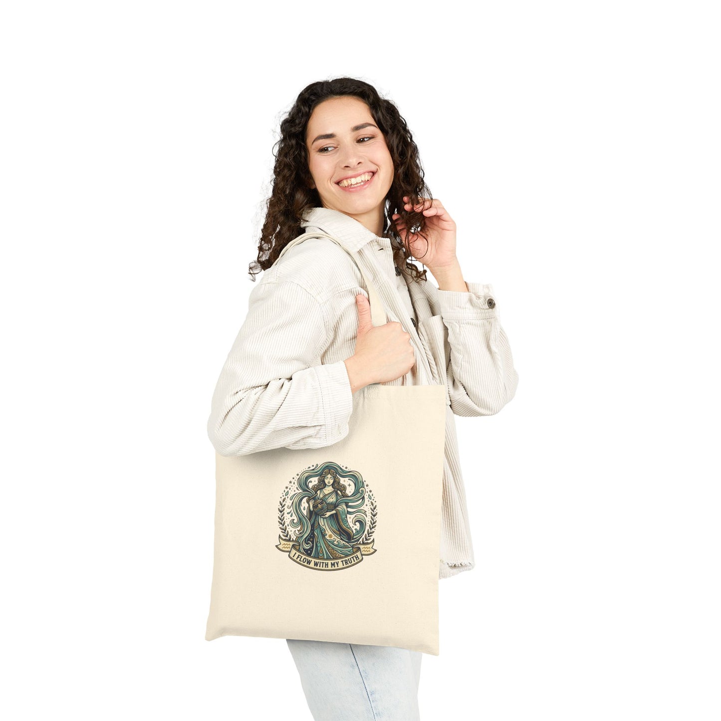 Cotton Tote Bag — "Listen with My Heart" -Aquarius