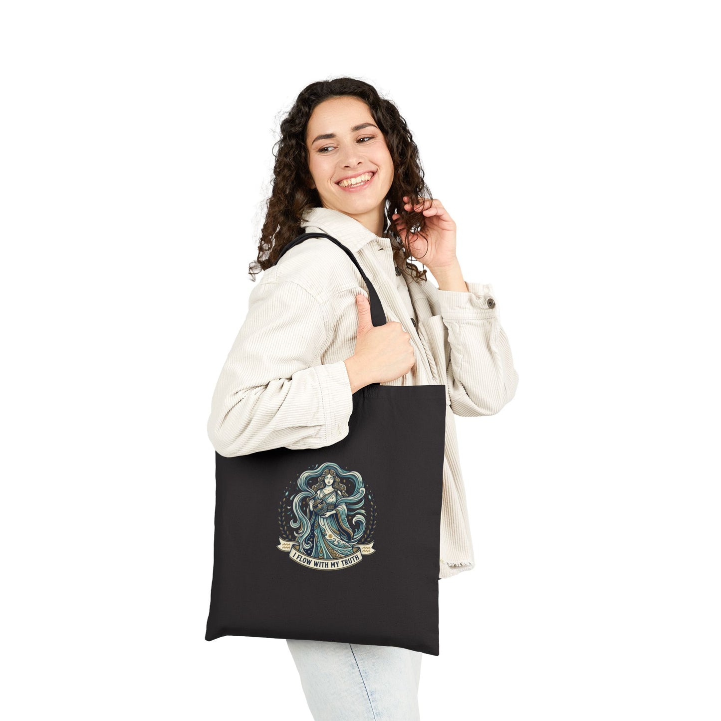 Cotton Tote Bag — "Listen with My Heart" -Aquarius