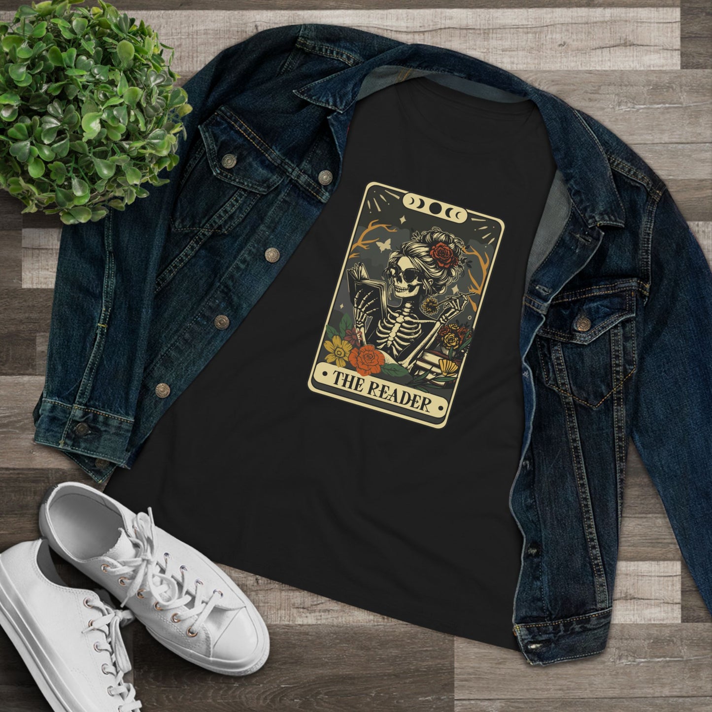 Tarot Skeleton “The Reader” Women's Cotton Tee