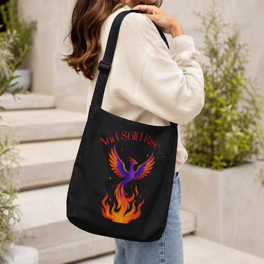 Phoenix Rising Adjustable Tote Bag — 'And Still I Rise' Inspirational Shoulder Bag