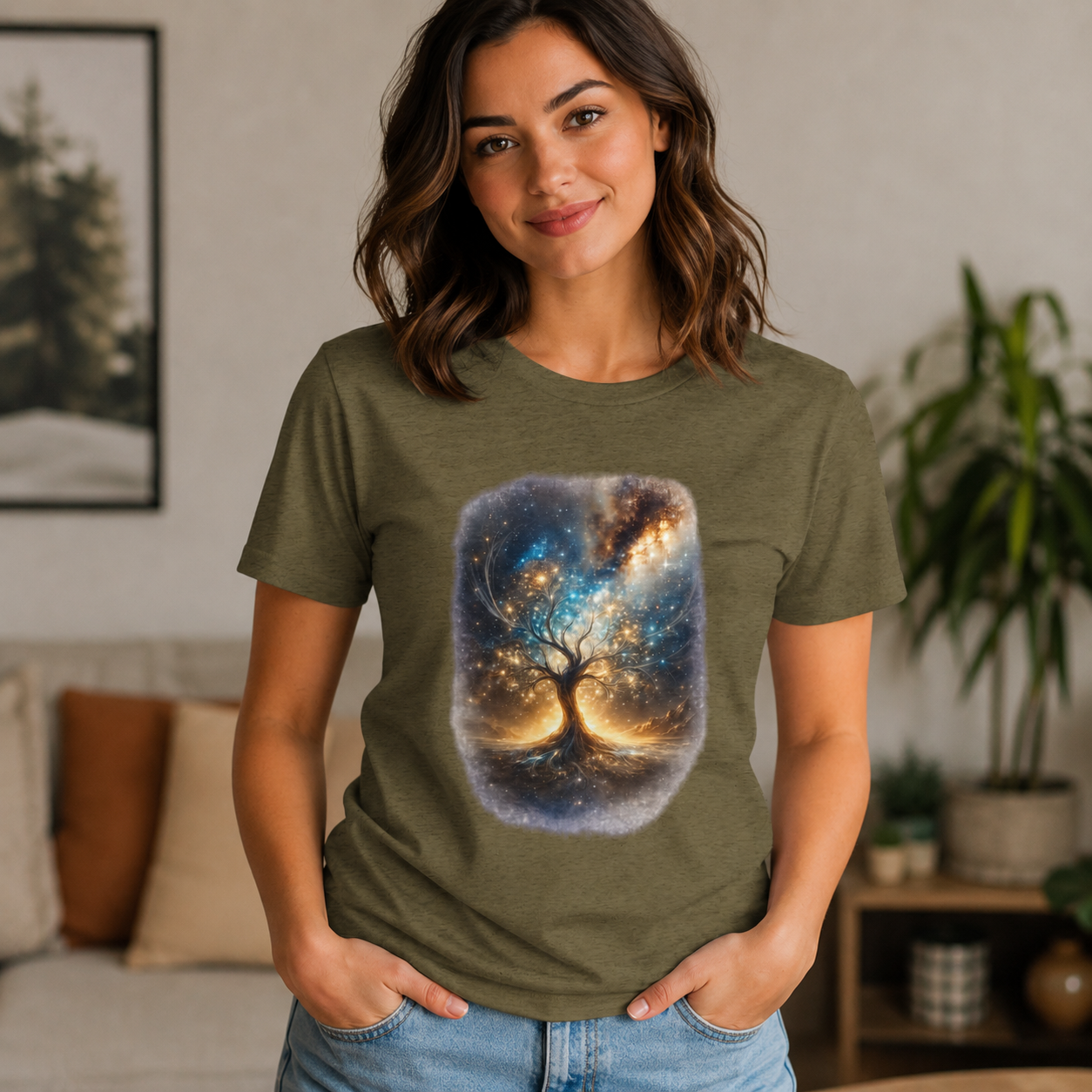 Galaxy Tree Tri-Blend T-Shirt — Celestial Tree of Life Graphic Tee