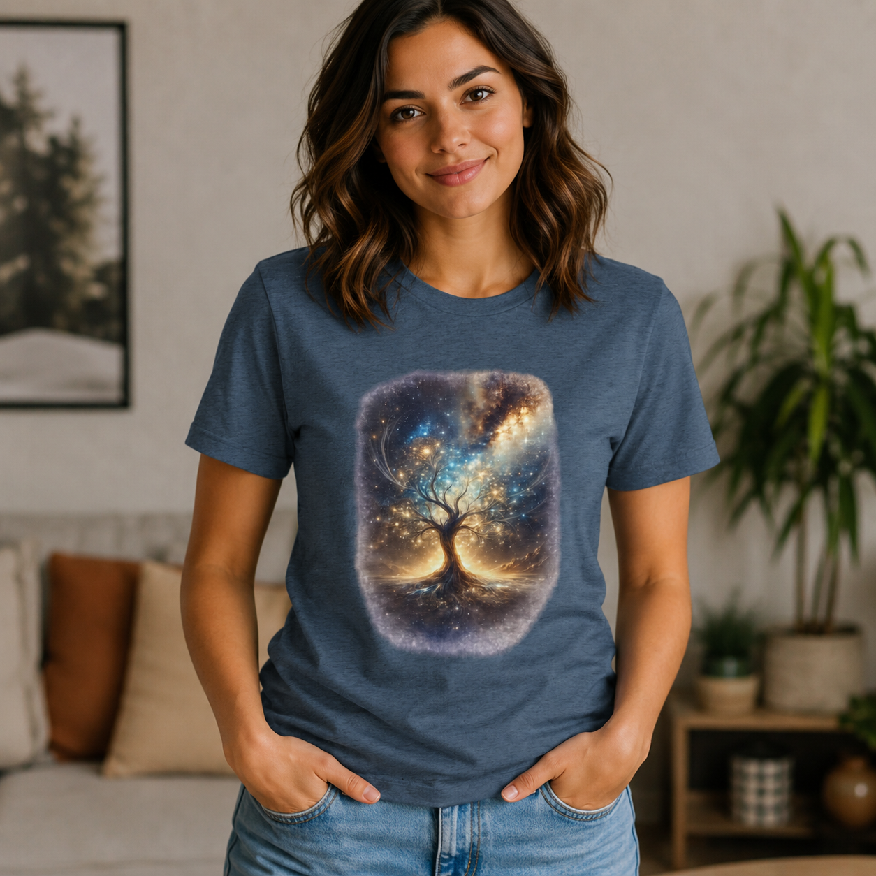 Galaxy Tree Tri-Blend T-Shirt — Celestial Tree of Life Graphic Tee
