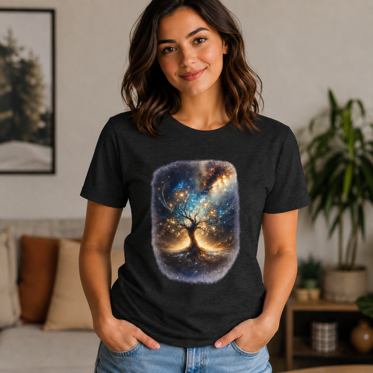 Galaxy Tree Tri-Blend T-Shirt — Celestial Tree of Life Graphic Tee