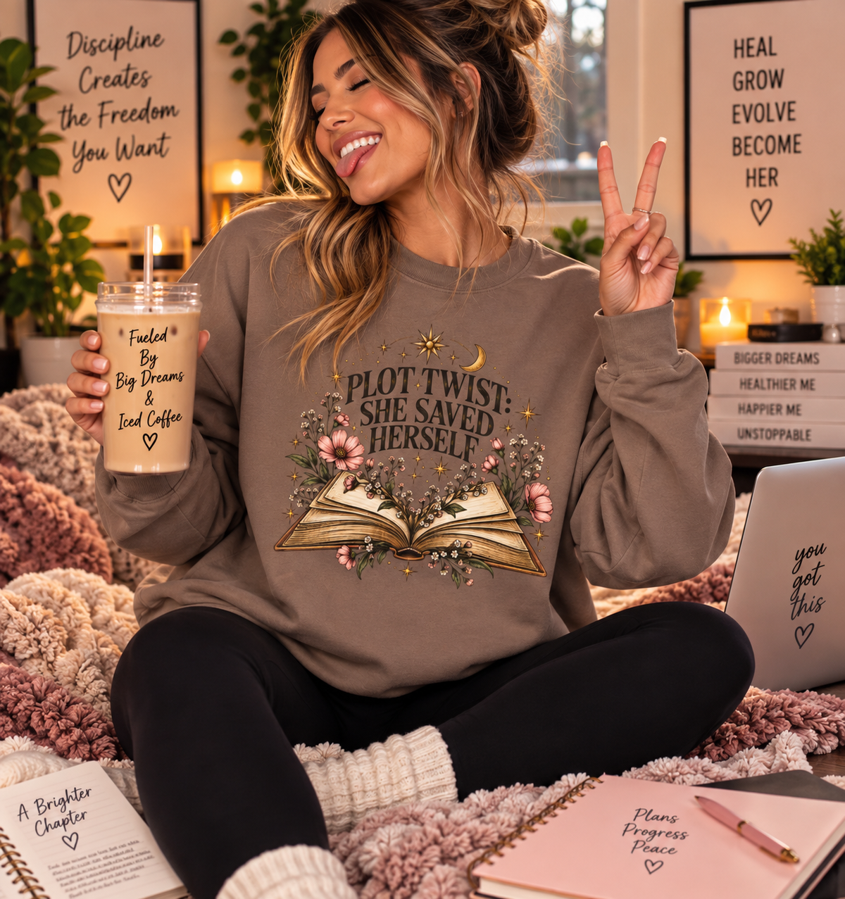 Plot Twist: She Saved Herself Crewneck Sweatshirt ✨🌸