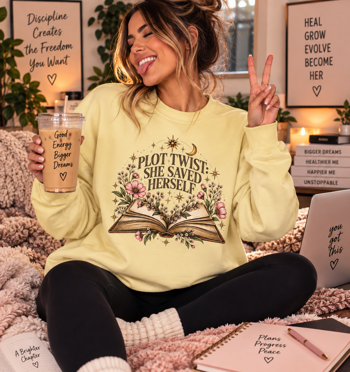 Plot Twist: She Saved Herself Crewneck Sweatshirt ✨🌸