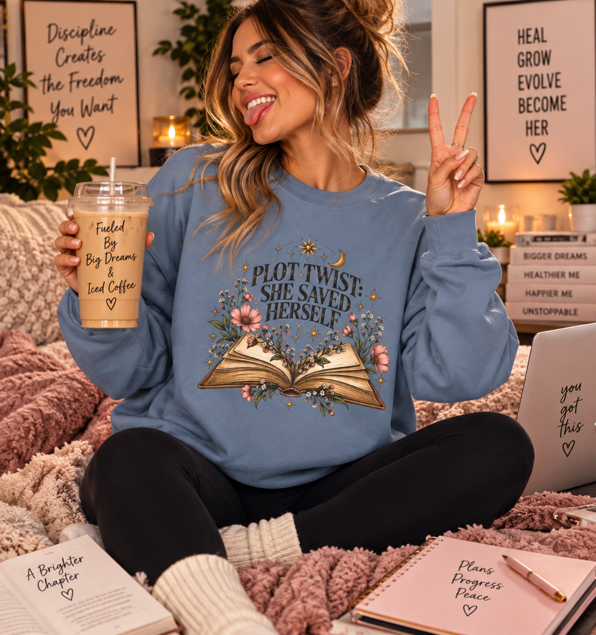 Plot Twist: She Saved Herself Crewneck Sweatshirt ✨🌸