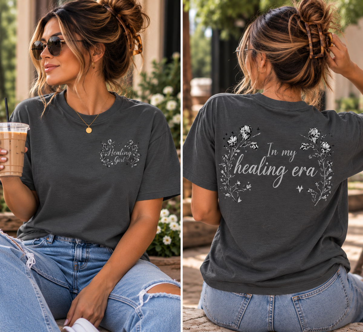 In My Healing Era™ Botanical Tee — Healing Girl Graphic T-Shirt