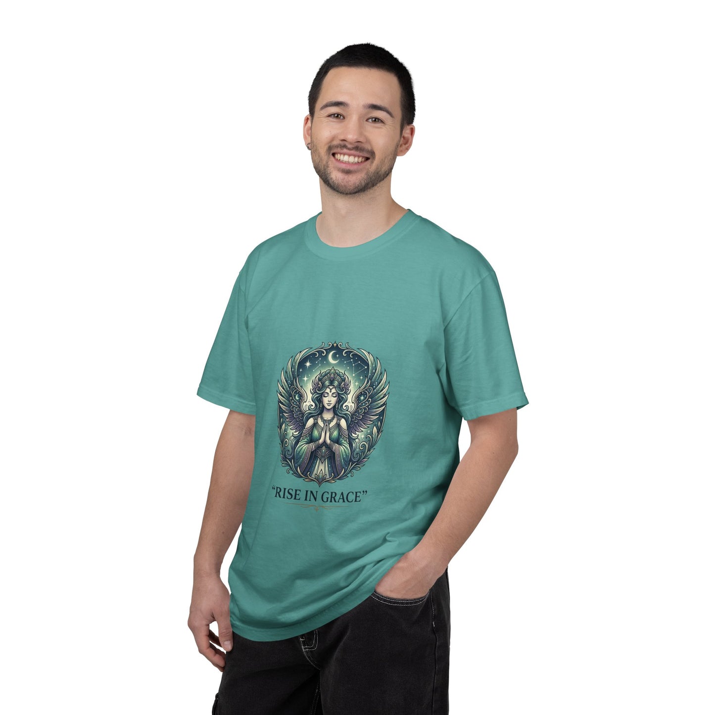 Angel Art T-Shirt — "Rise in Grace" Spiritual Graphic Tee