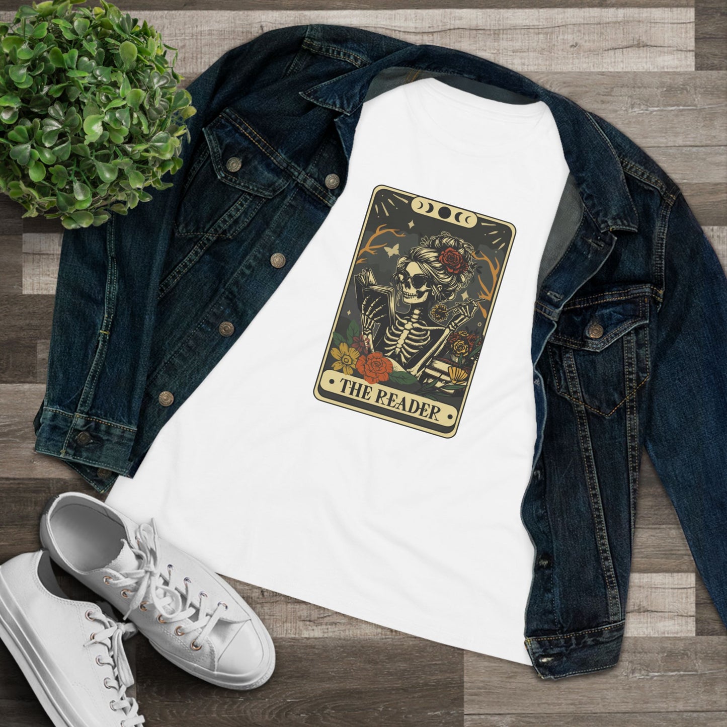 Tarot Skeleton “The Reader” Women's Cotton Tee