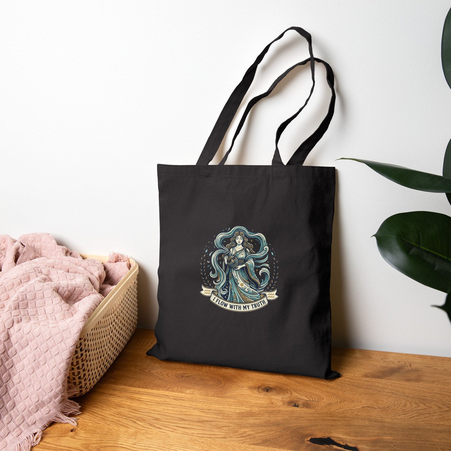 Cotton Tote Bag — "Listen with My Heart" -Aquarius