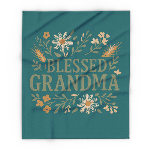 "Blessed Grandma" Floral Teal Throw