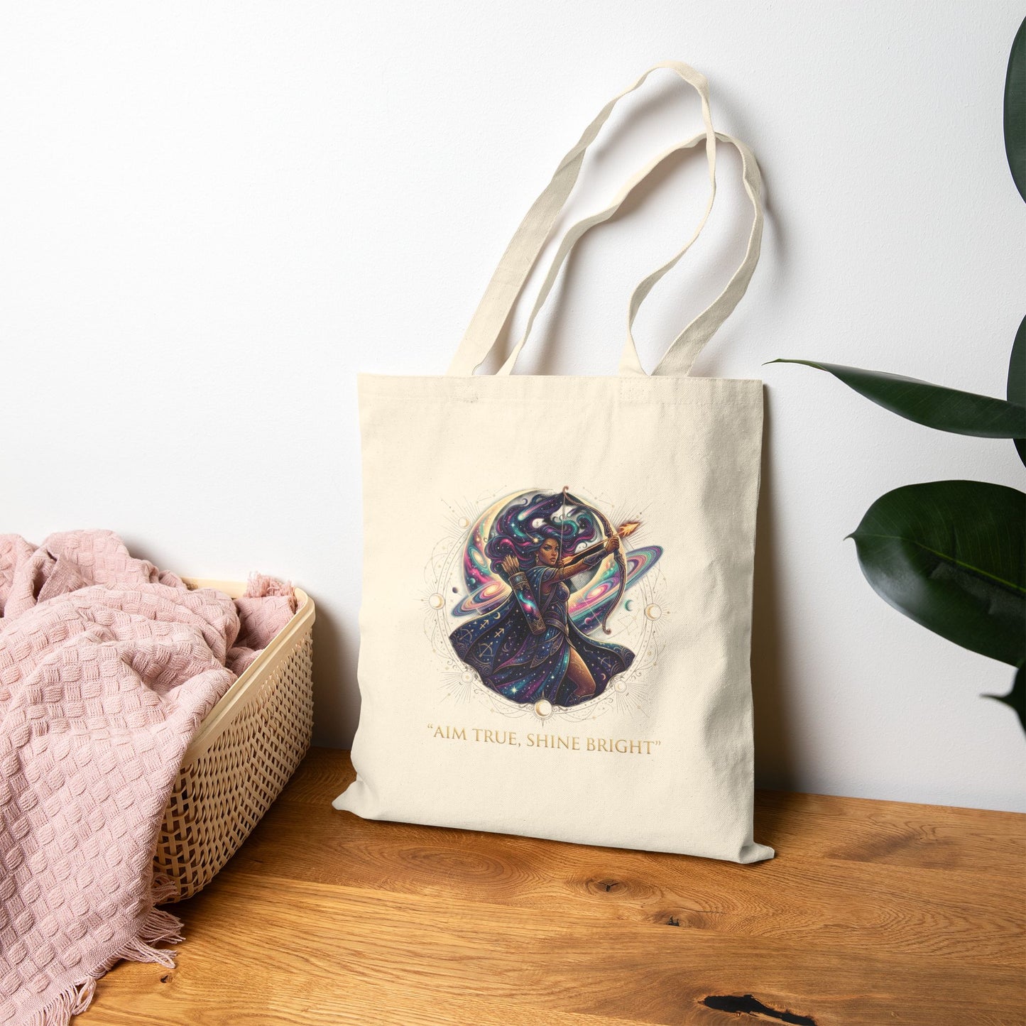 Canvas Tote Bag — 'Aim True, Shine Bright' -Sagittarius