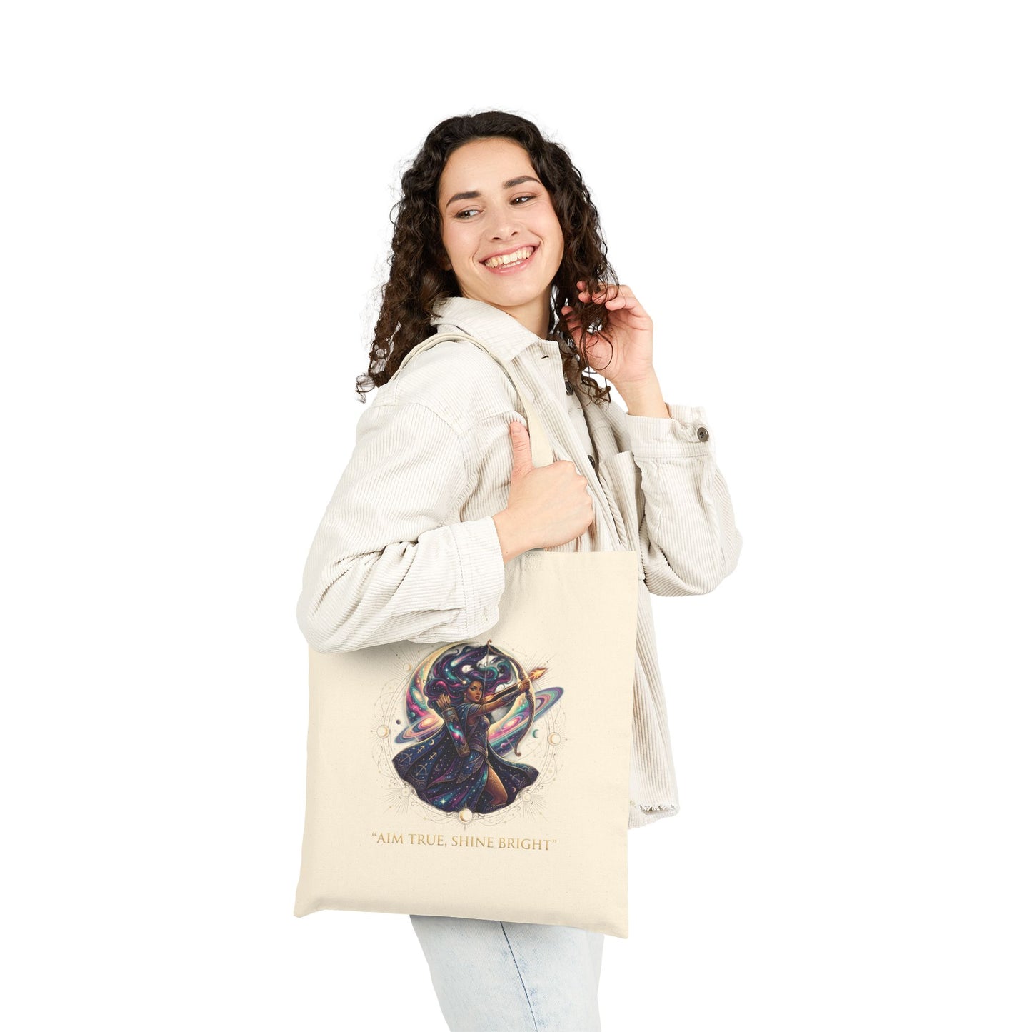 Canvas Tote Bag — 'Aim True, Shine Bright' -Sagittarius